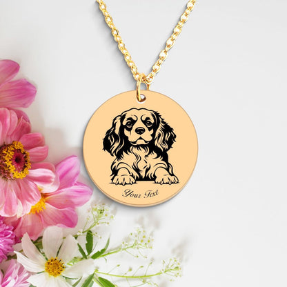 Cavalier King Charles Spaniel Dog Portrait Necklace - Personalizable