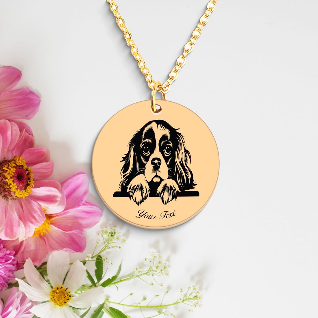 Cavalier King Charles Spaniel Dog Portrait Necklace - Personalizable