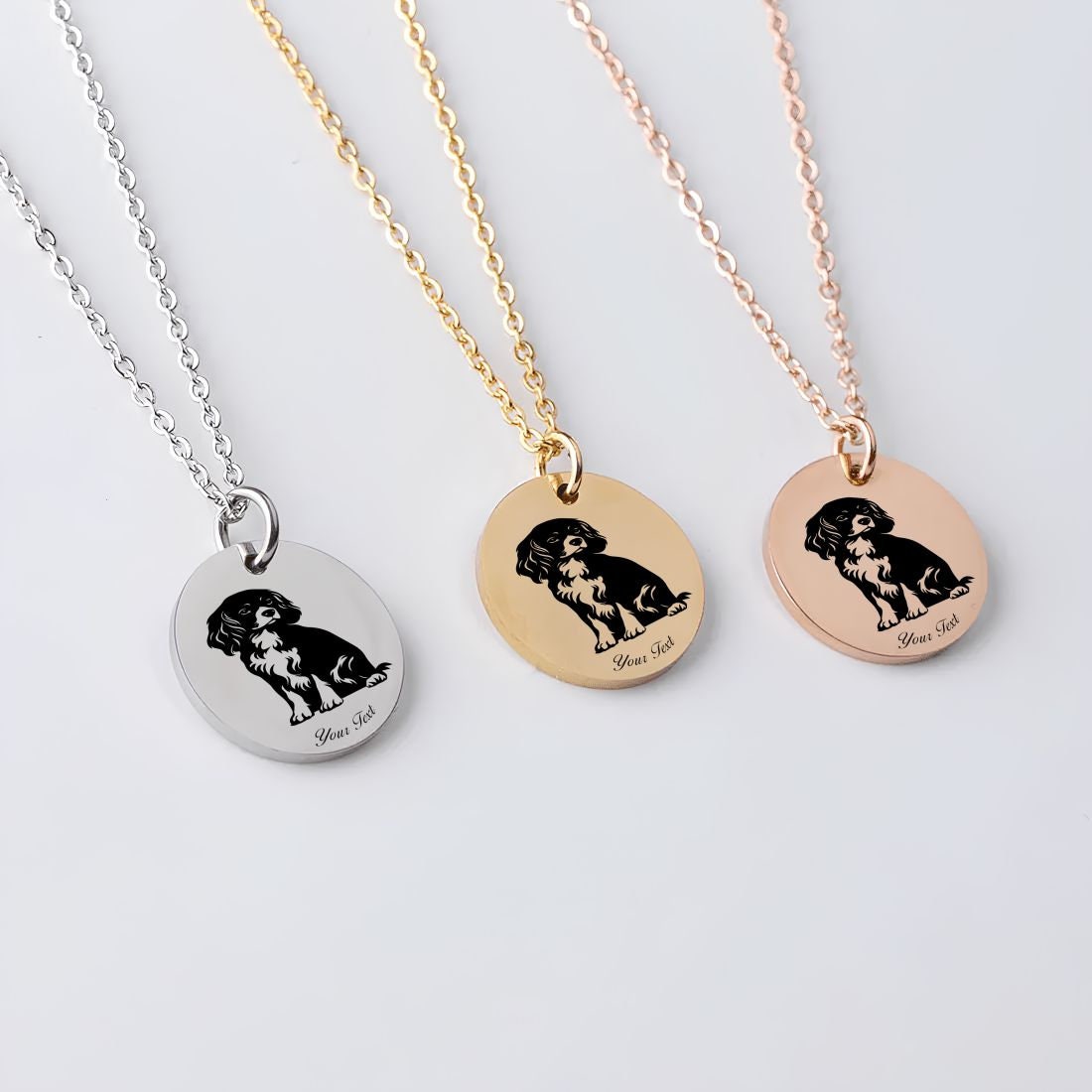 Cavalier King Charles Spaniel Dog Portrait Necklace - Personalizable