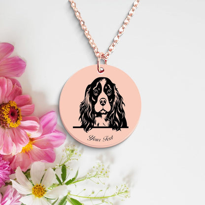 Cavalier King Charles Spaniel Dog Portrait Necklace - Personalizable