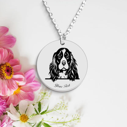 Cavalier King Charles Spaniel Dog Portrait Necklace - Personalizable