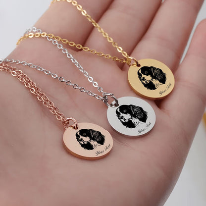 Cavalier King Charles Spaniel Dog Portrait Necklace - Personalizable