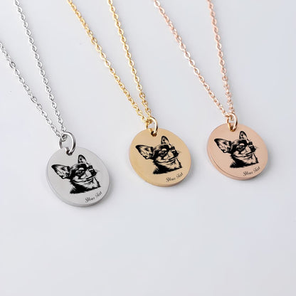 Chihuahua Dog Portrait Necklace - Personalizable Jewelry