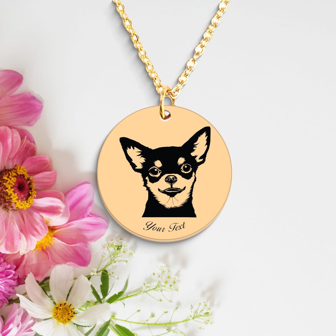 Chihuahua Dog Portrait Necklace - Personalizable Jewelry