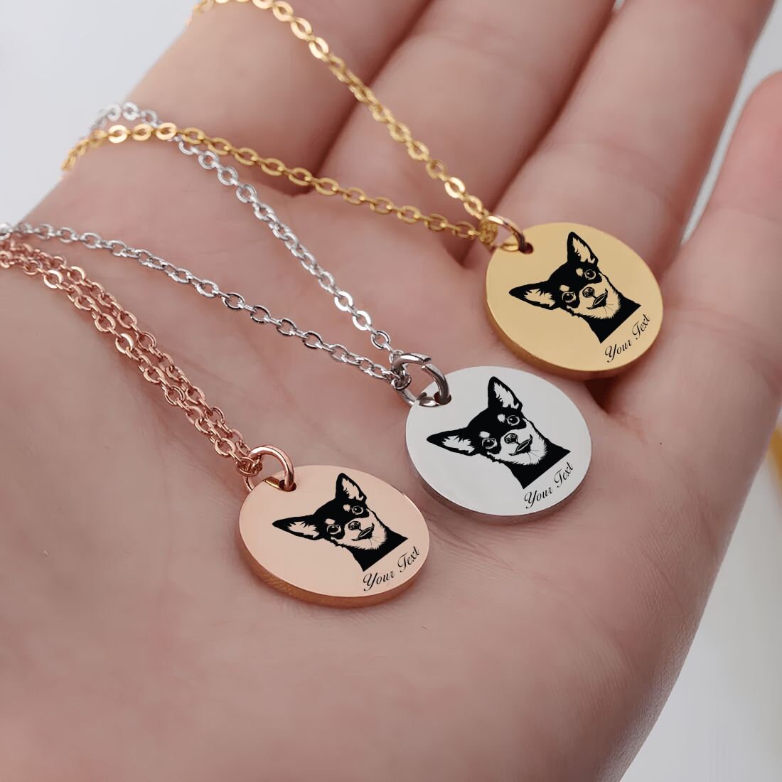 Chihuahua Dog Portrait Necklace - Personalizable Jewelry