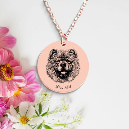 Chow-Chow Dog Portrait Necklace - Personalizable Jewelry