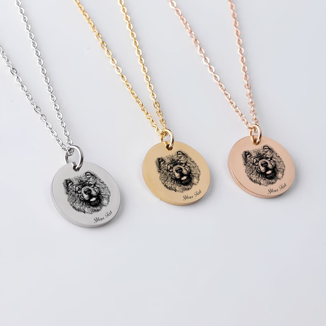 Chow-Chow Dog Portrait Necklace - Personalizable Jewelry