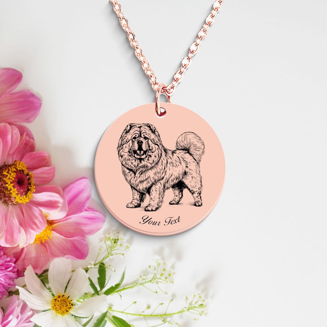 Chow-Chow Dog Portrait Necklace - Personalizable Jewelry
