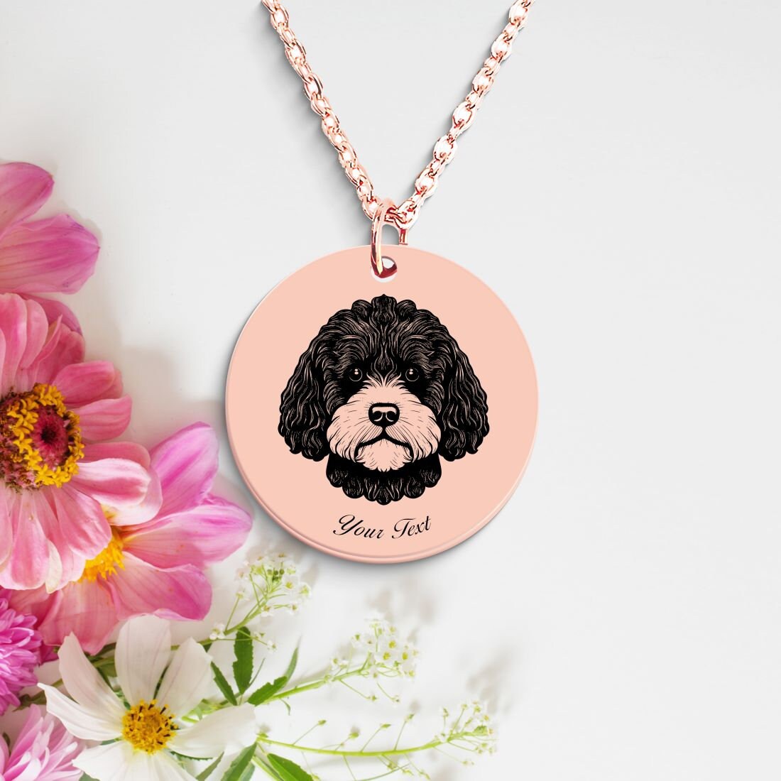 Cockapoo Dog Portrait Necklace - Personalizable Jewelry