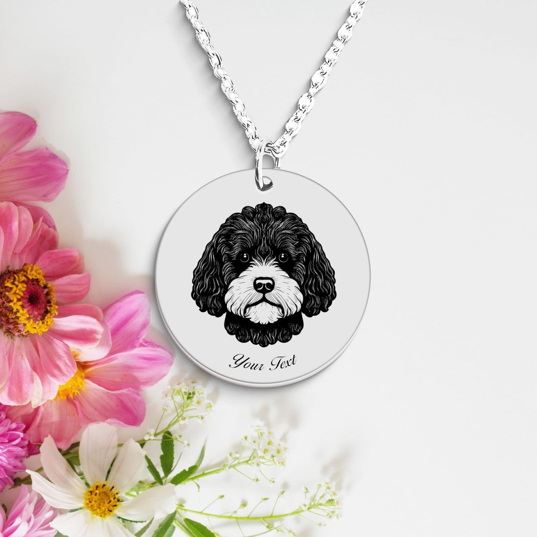 Cockapoo Dog Portrait Necklace - Personalizable Jewelry