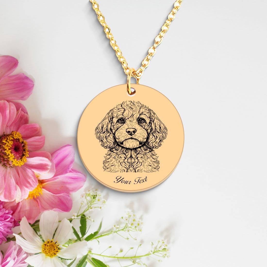 Cockapoo Dog Portrait Necklace - Personalizable Jewelry