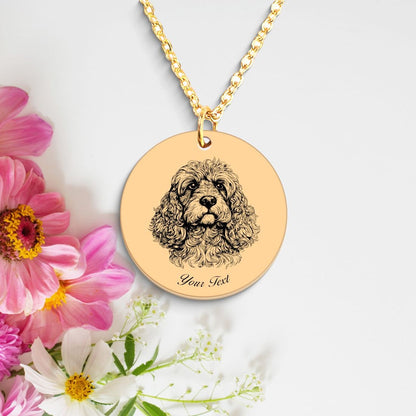 Cockapoo Dog Portrait Necklace - Personalizable Jewelry