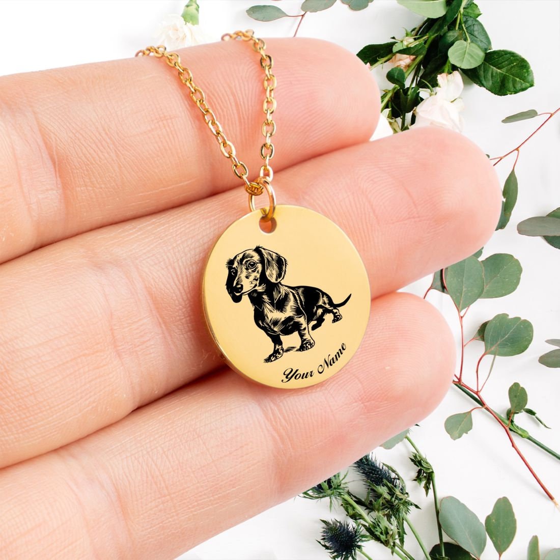 Dachshund Dog Portrait Necklace - Personalizable Jewelry