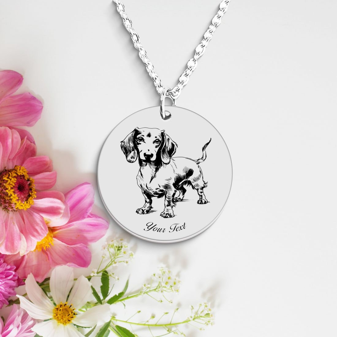 Dachshund Dog Portrait Necklace - Personalizable Jewelry