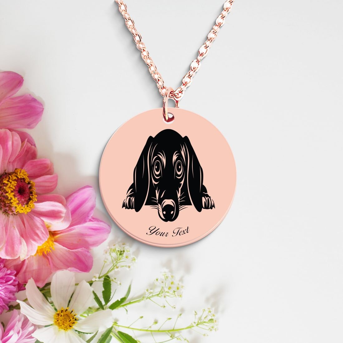 Dachshund Dog Portrait Necklace - Personalizable Jewelry