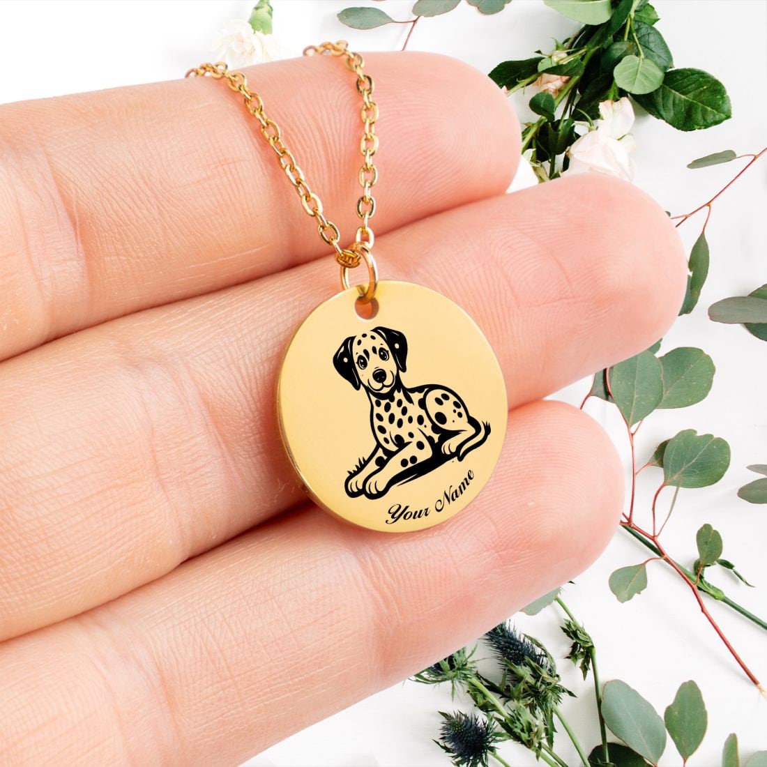 Dalmatian Dog Portrait Necklace - Personalizable Jewelry