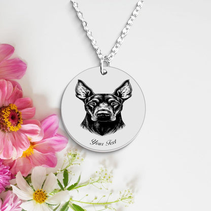 Doberman Pinscher Dog Portrait Necklace - Personalizable Jewelry