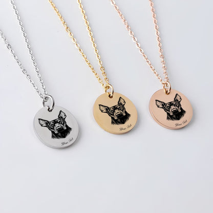 Doberman Pinscher Dog Portrait Necklace - Personalizable Jewelry