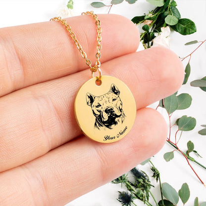 Dogo Argentino Dog Portrait Necklace - Personalizable Jewelry