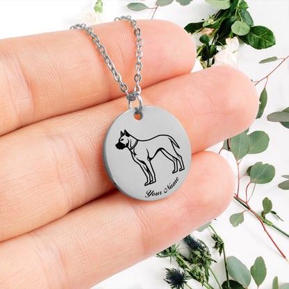 Dogo Argentino Dog Portrait Necklace - Personalizable Jewelry