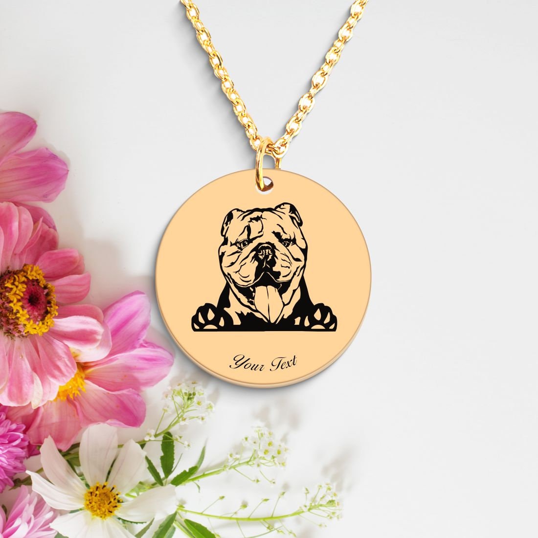 English Bulldog Portrait Necklace - Personalizable Jewelry