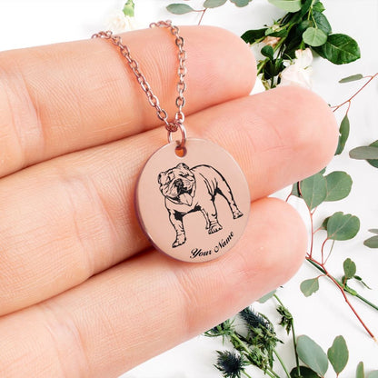 English Bulldog Portrait Necklace - Personalizable Jewelry