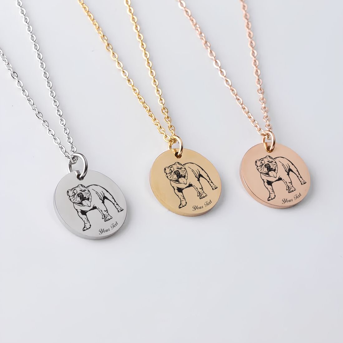 English Bulldog Portrait Necklace - Personalizable Jewelry