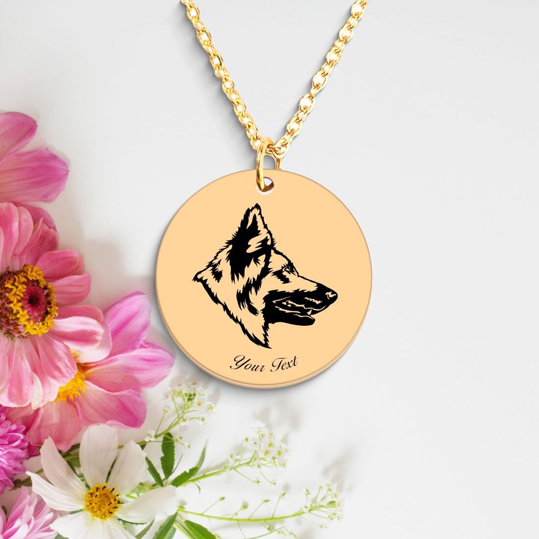 German Shepherd Dog Portrait Necklace - Personalizable Jewelry