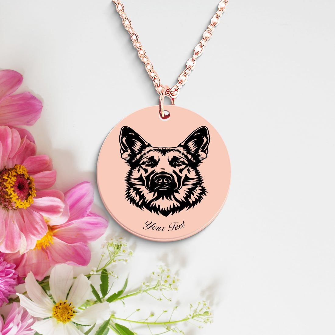 German Shepherd Dog Portrait Necklace - Personalizable Jewelry