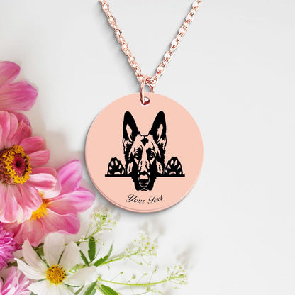 German Shepherd Dog Portrait Necklace - Personalizable Jewelry