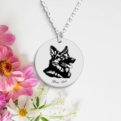 German Shepherd Dog Portrait Necklace - Personalizable Jewelry