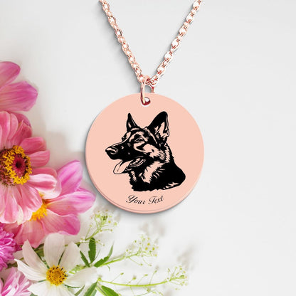 German Shepherd Dog Portrait Necklace - Personalizable Jewelry