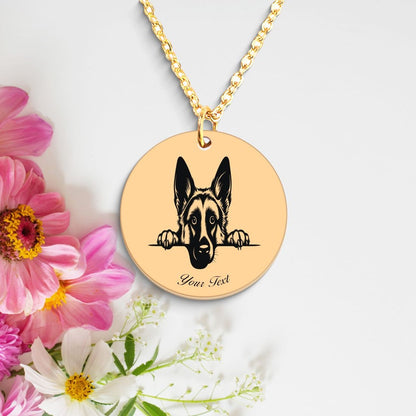 German Shepherd Dog Portrait Necklace - Personalizable Jewelry