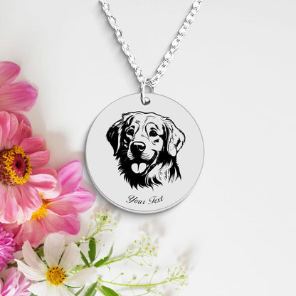 Golden Retriever Dog Portrait Necklace - Personalizable Jewelry