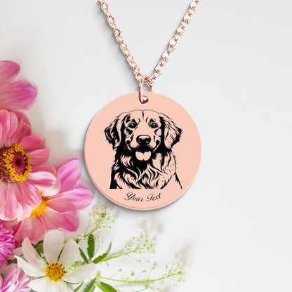 Golden Retriever Dog Portrait Necklace - Personalizable Jewelry