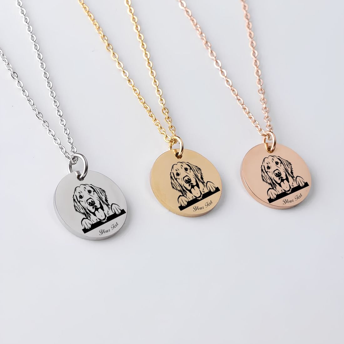 Golden Retriever Dog Portrait Necklace - Personalizable Jewelry