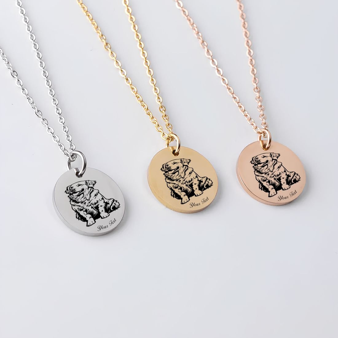 Golden Retriever Dog Portrait Necklace - Personalizable Jewelry