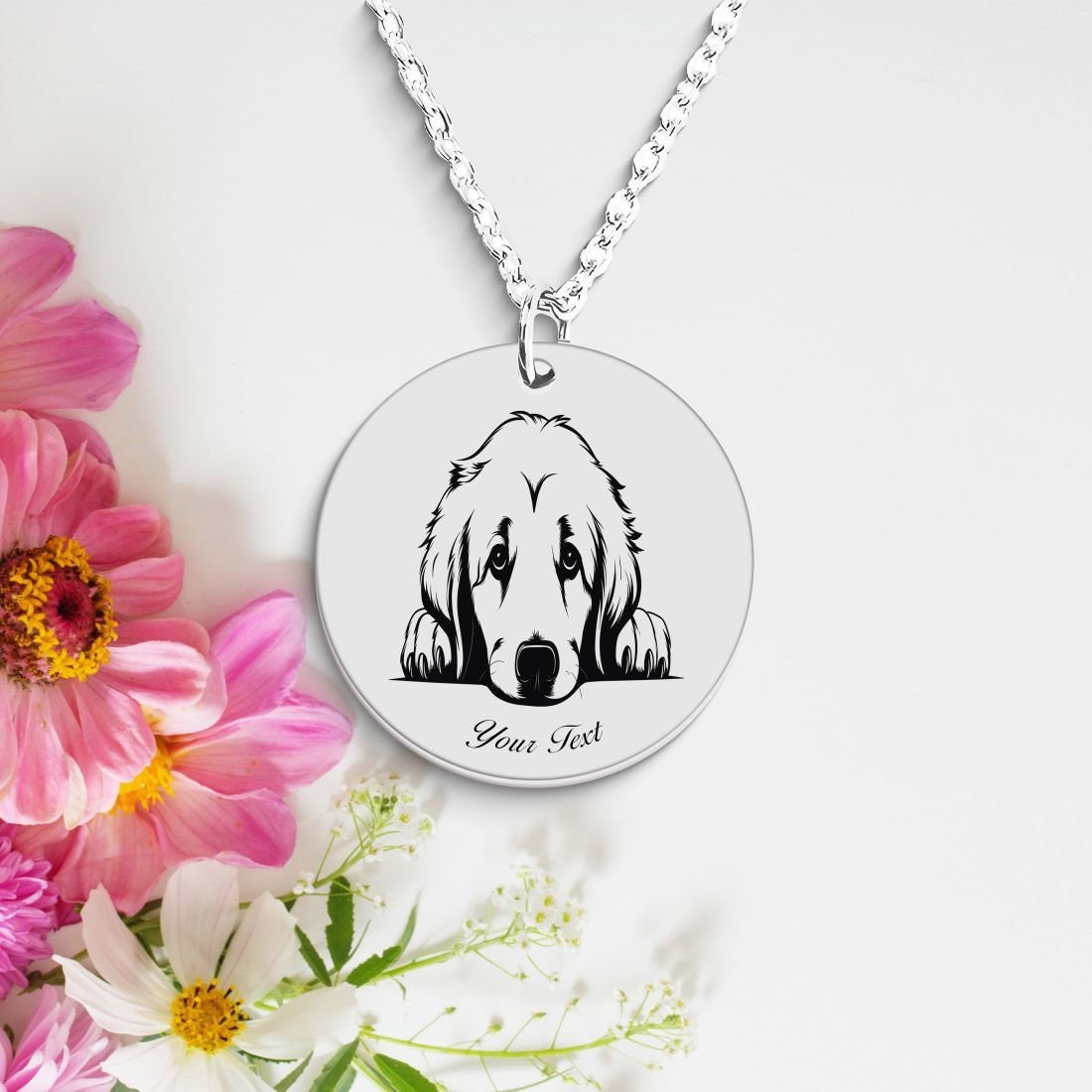 Golden Retriever Dog Portrait Necklace - Personalizable Jewelry