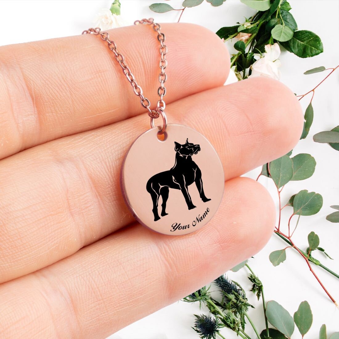 Great Dane Dog Portrait Necklace - Personalizable Jewelry