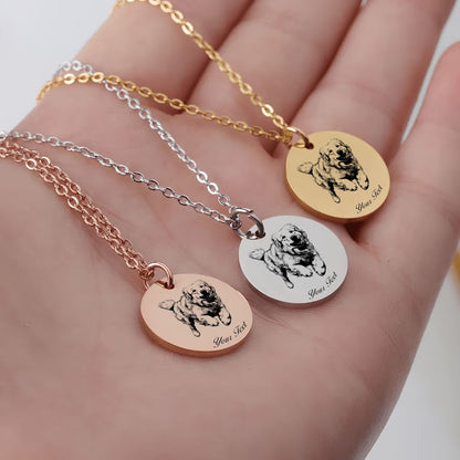 Great Pyrenees Dog Portrait Necklace - Personalizable Jewelry