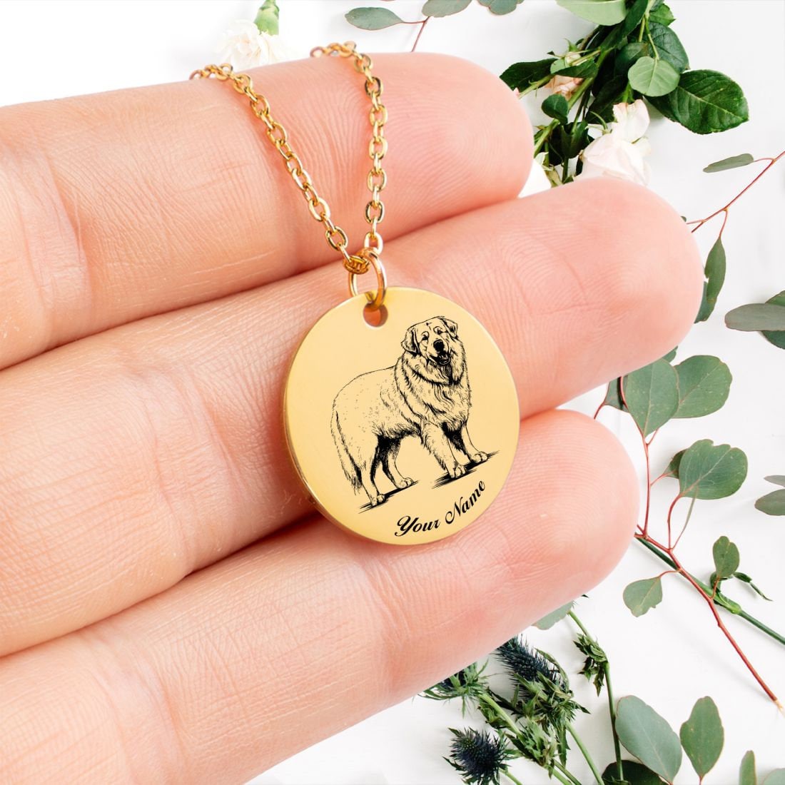 Great Pyrenees Dog Portrait Necklace - Personalizable Jewelry