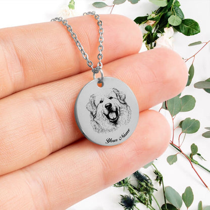 Great Pyrenees Dog Portrait Necklace - Personalizable Jewelry