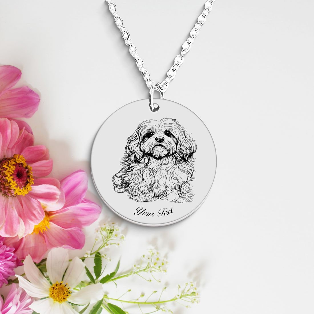 Havanese Dog Portrait Necklace - Personalizable Jewelry