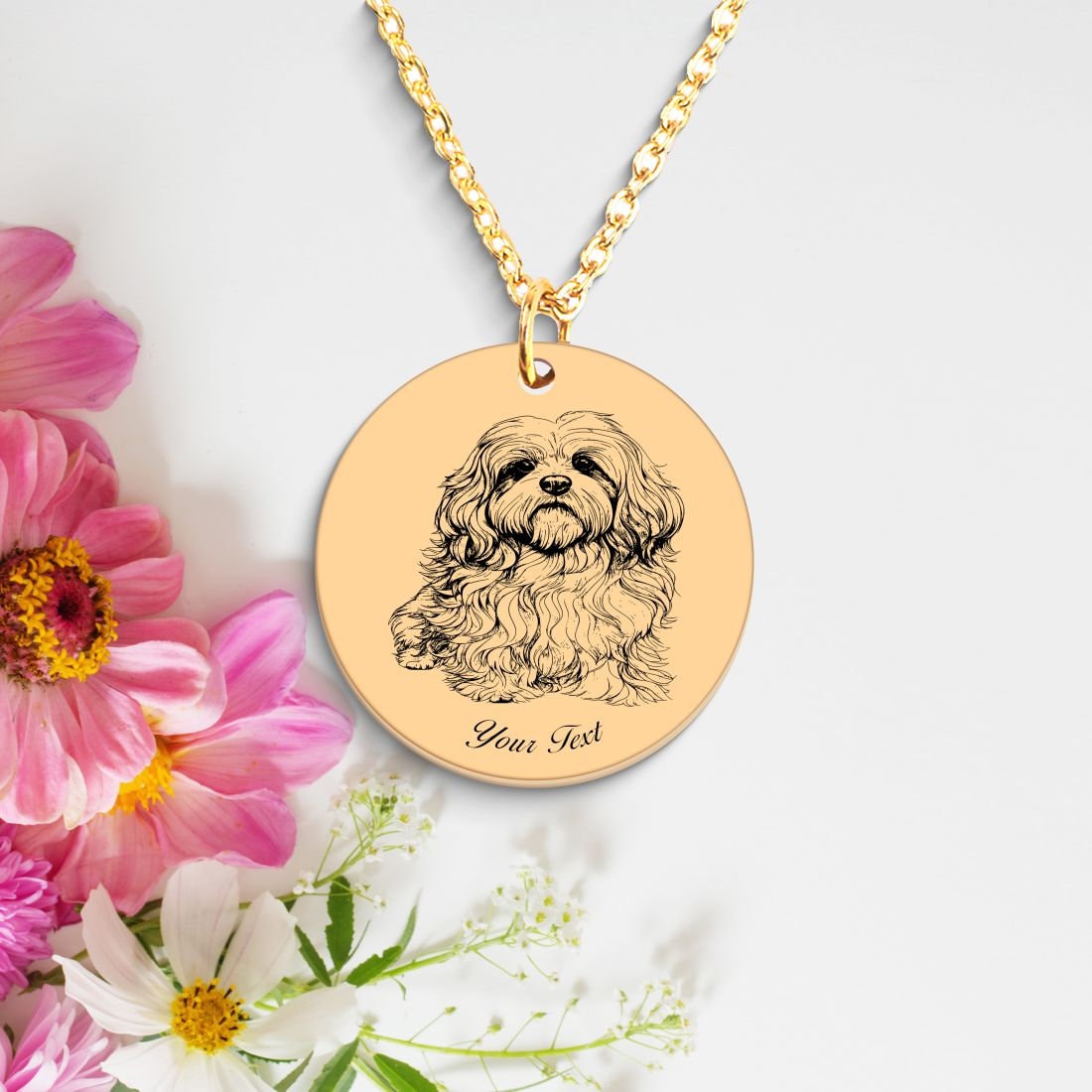 Havanese Dog Portrait Necklace - Personalizable Jewelry