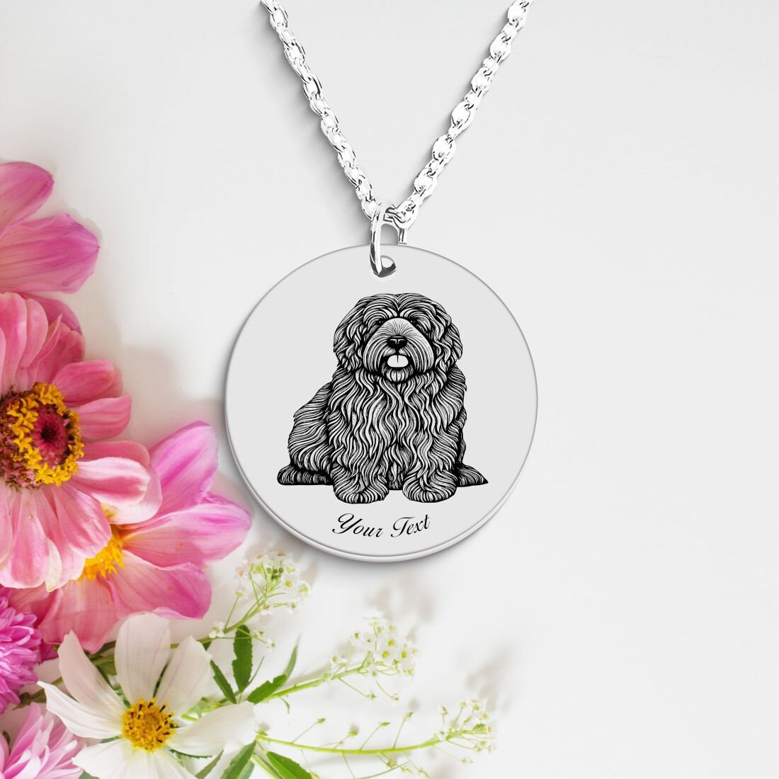 Labradoodle Dog Portrait Necklace - Personalizable Jewelry