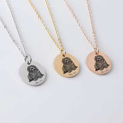 Labradoodle Dog Portrait Necklace - Personalizable Jewelry