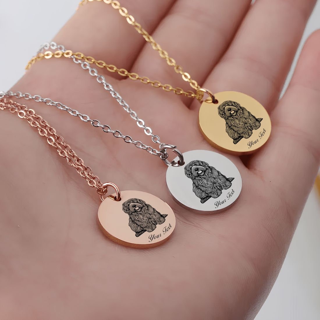 Labradoodle Dog Portrait Necklace - Personalizable Jewelry