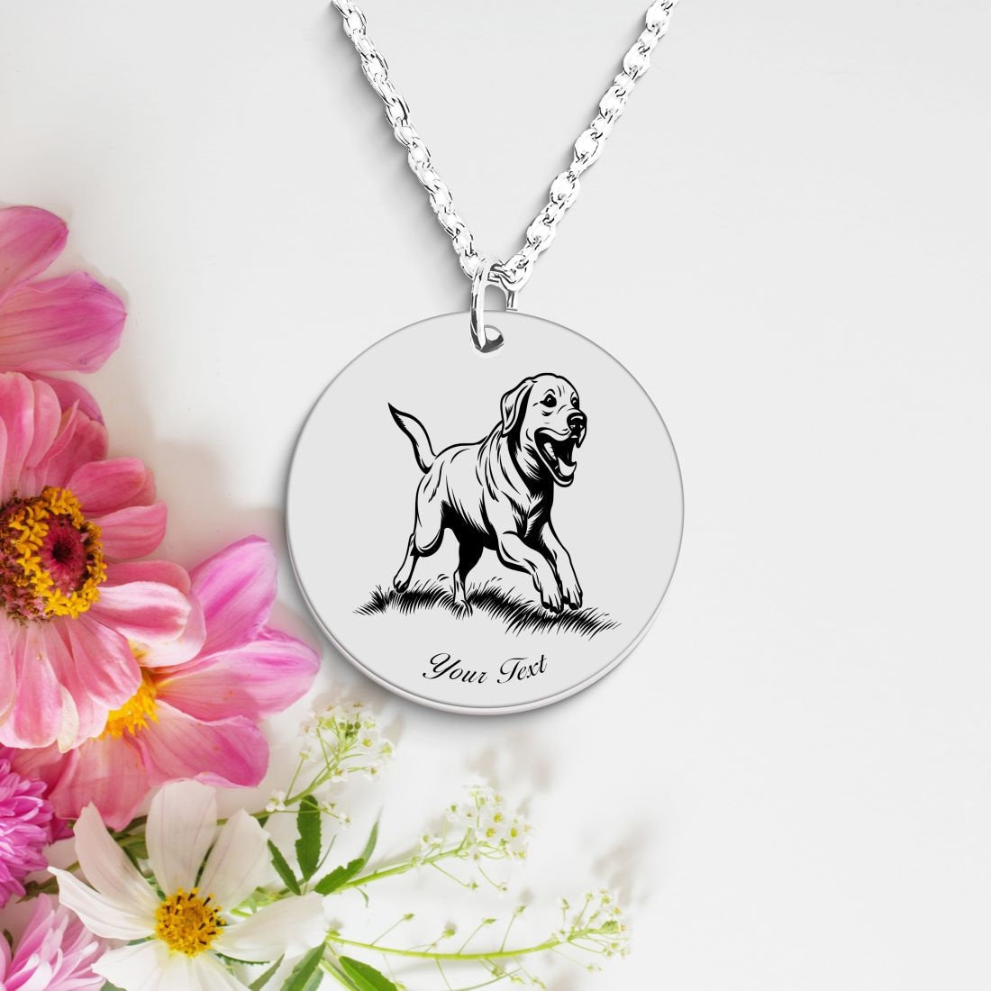 Labrador Retriever Dog Portrait Necklace - Personalizable Jewelry