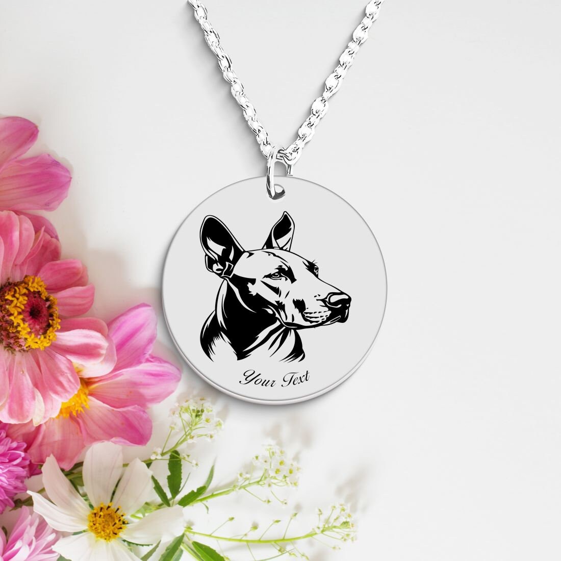 Pinscher Dog Portrait Necklace - Personalizable Jewelry