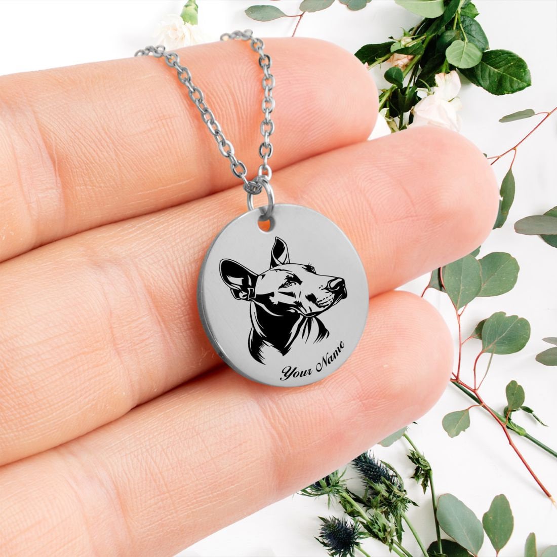 Pinscher Dog Portrait Necklace - Personalizable Jewelry